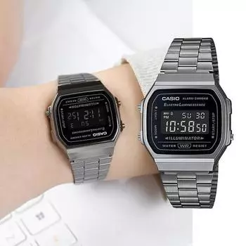 Винтажные квадратные металлические часы Casio A-168, наручные часы, повседневные студенческие пары