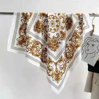 Винтажные квадратные платки 90х90 см, роскошный дизайн, женский шарф, хиджаб, повязка на голову, шейный платок, бандана, шаль, солнцезащитные накидки, фуляр, подарок 90X90cm