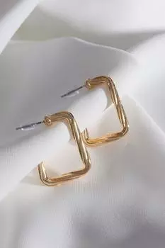 Винтажные квадратные серьги-кольца золотого цвета