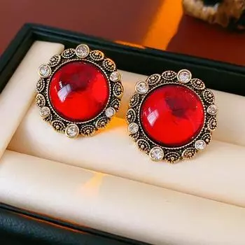 Винтажные квадратные серьги с бриллиантами Серебряная игла - Роскошные клипсы в стиле ретро-корт