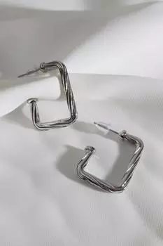 Винтажные квадратные серебряные серьги-кольца