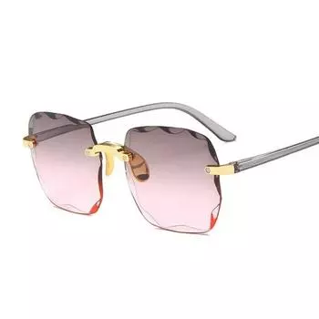 Винтажные квадратные солнцезащитные очки, женские солнцезащитные очки с большой оправой, женские модные градиентные режущие линзы без оправы