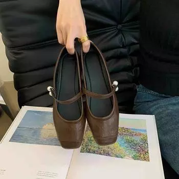 Винтажные квадратные женские туфли Мэри Джейн модные туфли на плоской подошве весна-осень с мягкой подошвой 35
