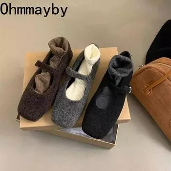 Винтажные квадратные женские туфли Мэри Джейн с плоским носком, модные туфли с мягкой подошвой, весна-осень, женские удобные туфли на плоской подошве для отдыха на природе 35 серый