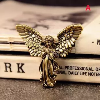 Винтажные латунные благословенные фигурки ангелов-хранителей, миниатюры, настольные украшения, симпатичная маленькая статуэтка, домашнее украшение, поделки A