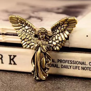 Винтажные латунные благословенные фигурки ангелов-хранителей, миниатюры, настольные украшения, симпатичная маленькая статуэтка, домашнее украшение, поделки