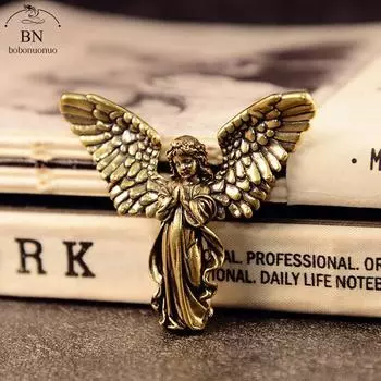 Винтажные латунные благословенные фигурки ангелов-хранителей, миниатюры, настольные украшения, симпатичная маленькая статуэтка, украшения для дома, ремесла