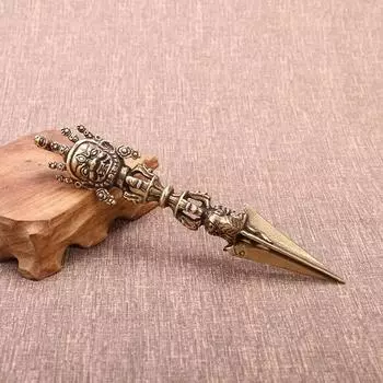 Винтажные латунные буддийские артефакты Главная Фэн-шуй украшения Медная голова лошади Череп Будды Ваджри Пестик Статуэтки Украшения