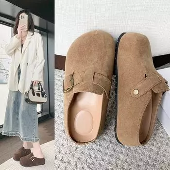 Винтажные ленивые тапочки женские внешние наряды осень толстая подошва повседневные полутапочки Baotou женские тапочки женские модные женские летние дышащие туфли 35