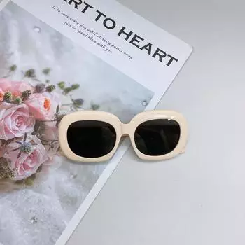 Винтажные летние детские солнцезащитные очки в гонконгском стиле, овальные солнцезащитные очки для мальчиков и девочек, солнцезащитные очки Tide бежевый