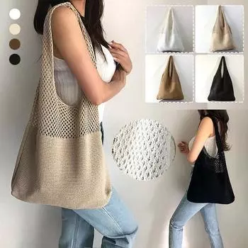Винтажные летние полые тканые женские сумки с оплеткой, сумки на плечо, пляжная сумка, большая вместительная сумка-тоут хаки