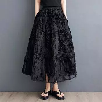 Винтажные летние повседневные свободные длинные женские юбки больших размеров с высокой талией и цветочным принтом, женская юбка