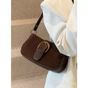 Винтажные матовые женские сумки на плечо, осенняя новая однотонная сумка через подмышку, высококачественная текстурированная женская маленькая квадратная упаковка