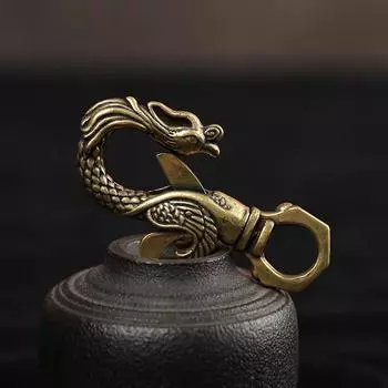 Винтажные медные фигурки дракона, маленькие украшения, ретро латунные автомобильные брелки с животными, украшения для офисного стола, аксессуары