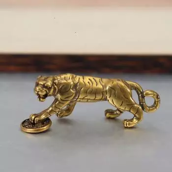 Винтажные медные тигровые автомобильные брелки, подвески в стиле ретро, латунные фигурки с изображением животных, Короля тигра, украшения, мужские брелоки, держатель, подарки