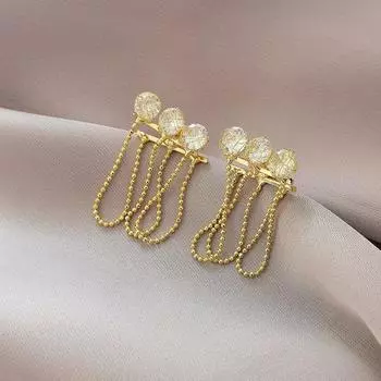 Винтажные металлические кисточки, изысканные серьги со стразами, новые персонализированные простые геометрические серьги