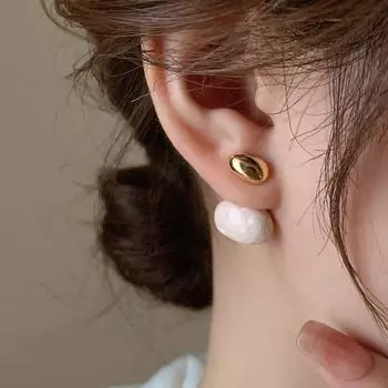 Винтажные металлические серьги-капли с овальным узором в виде бобов для женщин и девочек, французские корейские модные украшения, новинка 2023 года, лето