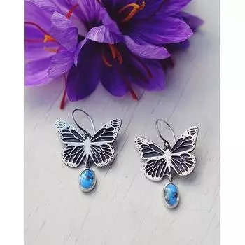 Винтажные металлические серьги ручной работы с бабочкой, серьги в стиле бохо с инкрустацией зеленым камнем, ювелирные изделия, подарки