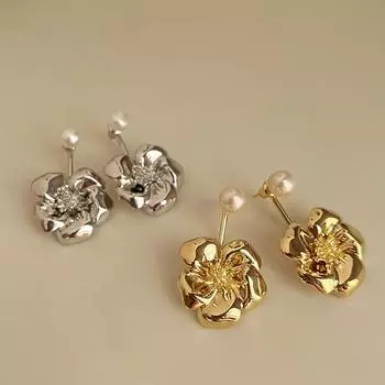 Винтажные металлические серьги с цветочным принтом премиум-качества и изысканного дизайна для вашего праздника золотой