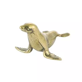 Винтажные милые фигурки тюленей из чистой меди, миниатюры, латунные украшения в виде животных, коллекция ремесел 1pcs