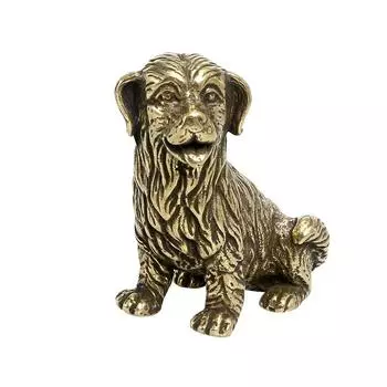Винтажные милые фигурки золотистого ретривера из чистой латуни, миниатюры, латунные модели собак и животных, поделки, коллекция украшений 1pc