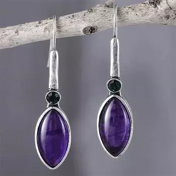 Винтажные минималистичные серьги с каплями воды из драгоценных камней и индивидуальной креативностью, винтажные серьги из сплава аметиста