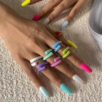 Винтажные многоцветные кольца на палец в стиле панк Bagues, модные украшения для женщин, открытые кольца с преувеличенной геометрией, подарок Anillos, регулируемые Resizable жёлтый