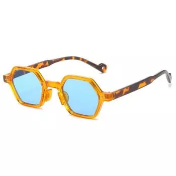 Винтажные многоугольные квадратные женские солнцезащитные очки модные шестиугольные прозрачные океанские линзы оттенки UV4 заклепки солнцезащитные очки