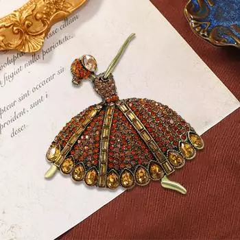 Винтажные модные аксессуары булавка полная ромбовидная балерина брошь темперамент пальто жакет корсаж