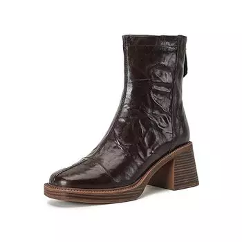 Винтажные модные ботинки на квадратном каблуке, мягкие ботинки челси, короткие ботинки 34