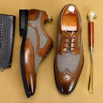 Винтажные модные джинсовые кожаные туфли Brock для мужчин 38 чёрный