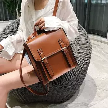 Винтажные модные рюкзаки для женщин с несколькими карманами, большая вместимость, сумка-мессенджер через плечо, новый школьный рюкзак чёрный