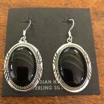 Винтажные модные серьги-гвоздики серебряного цвета с большим черным ониксом и камнем, бесконечные серьги для женщин