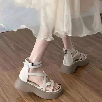 Винтажные модные высокие римские женские сандалии 35 зелёный