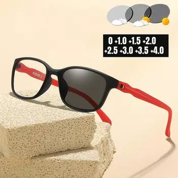 Винтажные модные женские фотохромные очки для чтения, мужские очки с защитой от синего света, очки для пресбиопии, уличные солнцезащитные очки с оттенками от 0 до +4,0 3.5