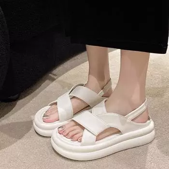 Винтажные модные женские сандалии Muffin Soft Sole Roman 35 чёрный