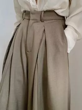 Винтажные молодежные женские свободные брюки с высоким воротом, мешковатые офисные женские элегантные брюки в корейском стиле, весна-лето M