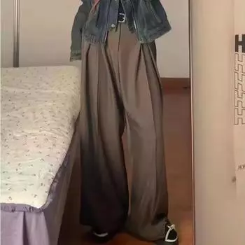 Винтажные молодежные женские свободные брюки с высоким воротом, мешковатые офисные женские элегантные брюки в корейском стиле, весна-лето S