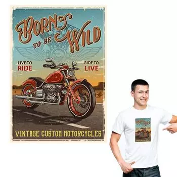 Винтажные мотоциклетные наклейки на ткани, термотрансферная полоса, наклейки на одежду, футболка, сделай сам, моющаяся нашивка, утюг