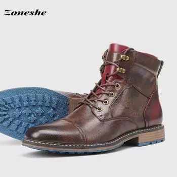 Винтажные мужские ботинки Модные и удобные мужские кожаные ботинки Мужская обувь больших размеров 39 чёрный