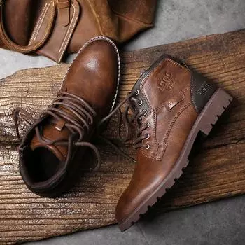 Винтажные мужские ботинки, новинка 2024 года, осенне-зимняя обувь, мужские кожаные ботинки высокого качества, мужские ботильоны с боковой молнией, большой размер 39-48 39 чёрный