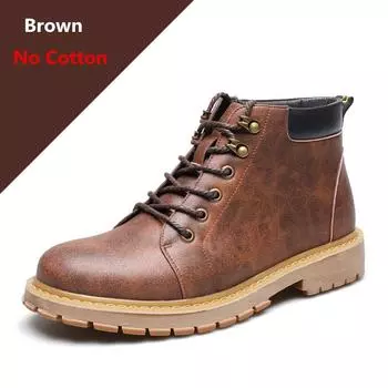 Винтажные мужские ботинки, осенние кожаные ботинки на шнуровке, мужские непромокаемые рабочие зимние ботильоны, повседневная обувь Botas 38 серый