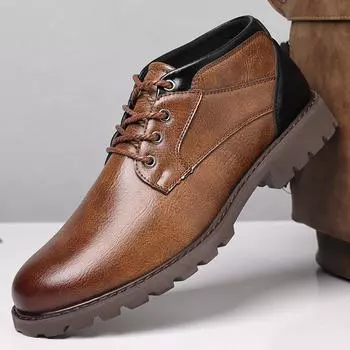 Винтажные мужские ботинки, осенняя обувь, мужские кожаные ботинки высокого качества, мужские ботильоны с боковой молнией, большие размеры 38-48 38 чёрный