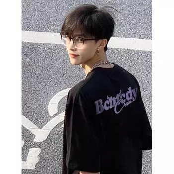 Винтажные мужские футболки из тяжелой ткани большого размера, летние повседневные мужские футболки с короткими рукавами и круглым вырезом, выстиранные кислотой футболки, топы M чёрный