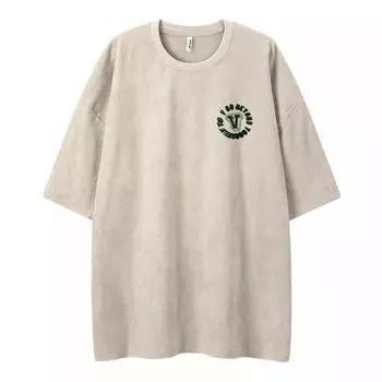 Винтажные мужские футболки из тяжелой ткани большого размера, летние повседневные мужские футболки с короткими рукавами и круглым вырезом, выстиранные кислотой футболки, топы M абрикосовый