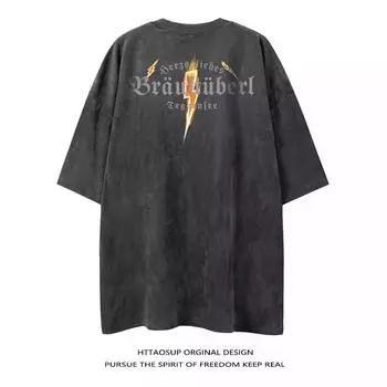 Винтажные мужские футболки из тяжелой ткани большого размера, летние повседневные мужские футболки с короткими рукавами и круглым вырезом, выстиранные кислотой футболки, топы M розовый