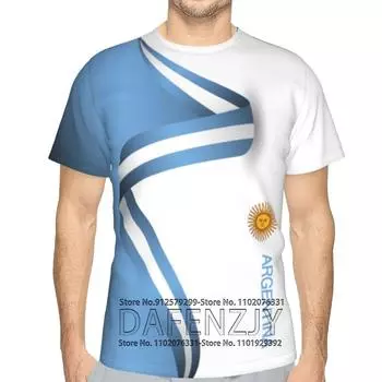 Винтажные мужские футболки с 3D-печатью, флаг Аргентины, короткие рукава, топы с буквами XS
