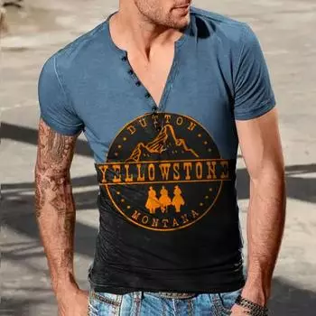 Винтажные мужские футболки с 3D принтом в готическом стиле с v-образным вырезом и коротким рукавом, повседневная рубашка на пуговицах, футболка большого размера, мужская одежда в стиле панк для велоспорта S