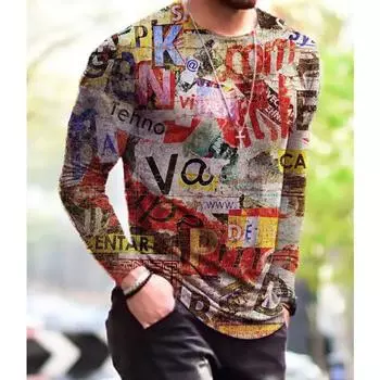 Винтажные мужские футболки с длинным рукавом в стиле панк-стрит, весна-осень, 3D-печать, молодежные жизненные топы, футболки, большие размеры 6XL S
