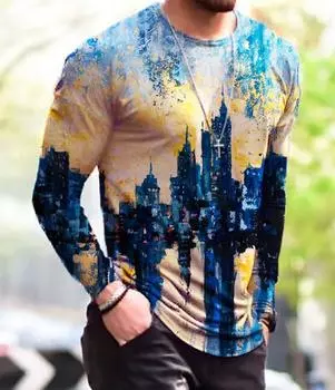 Винтажные мужские футболки с длинным рукавом в стиле панк-стрит, весна-осень, 3D-печать, молодежные жизненные топы, футболки, большие размеры 6XL S